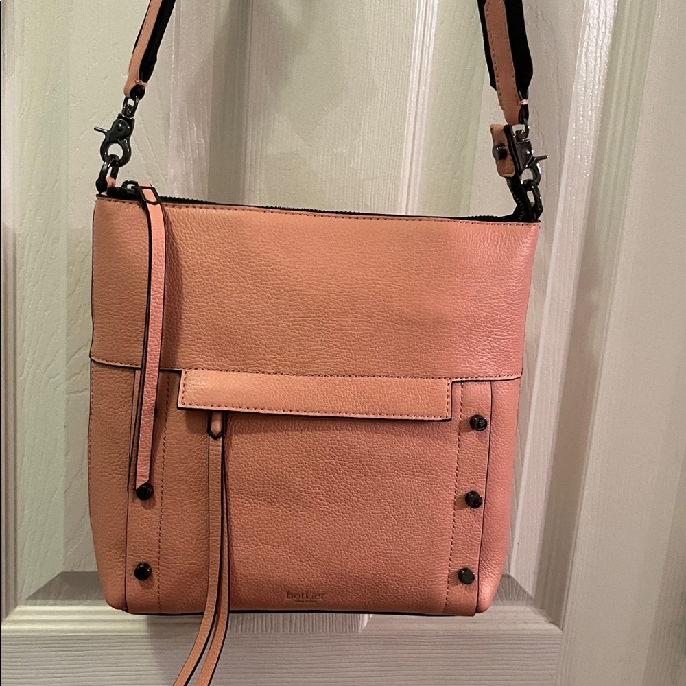 NWT~ BOTKIER PINK with black trim zippers & Black metal rivet hardware contrast